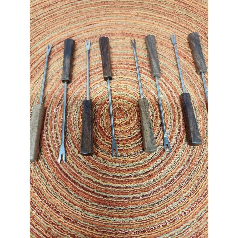 MCM Teak Handled Stainless Steel Cocktail Picks Set Of 12 Perfect For Martinis